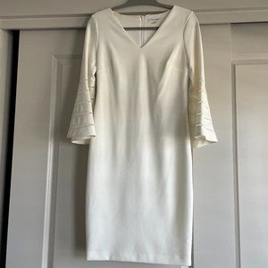 Calvin Klein white bell sleeve vneck dress